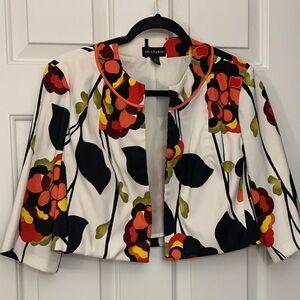 I.N. Studio Women's Floral - White, Red, Black, Green, Orange Jacket Sz 14